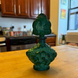 Halama Czech Malachite Green Perfume Bottle "Blossom" 1941-1942